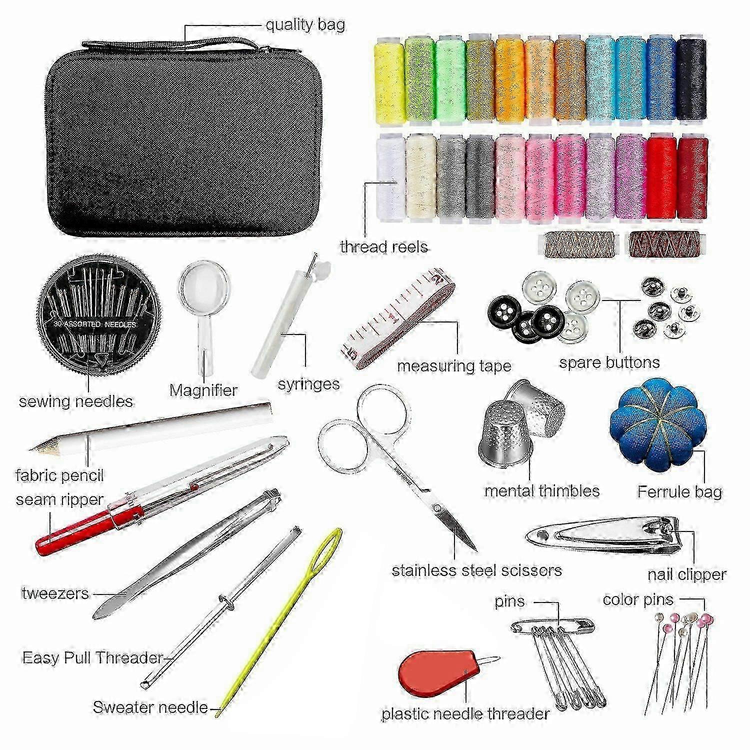 Compact 126-Pc Hand Sewing Kit