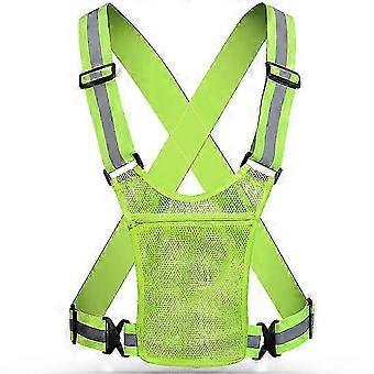 Reflekterende vest med høj synlighed, kompatibel med natgang og jogging, cykling, justerbar med lomme