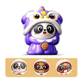 Chinese-Style Lion Dance Panda Face-Changing Toy Dolls, Pressable Funny Face Masks, Sichuan Opera Puppets
