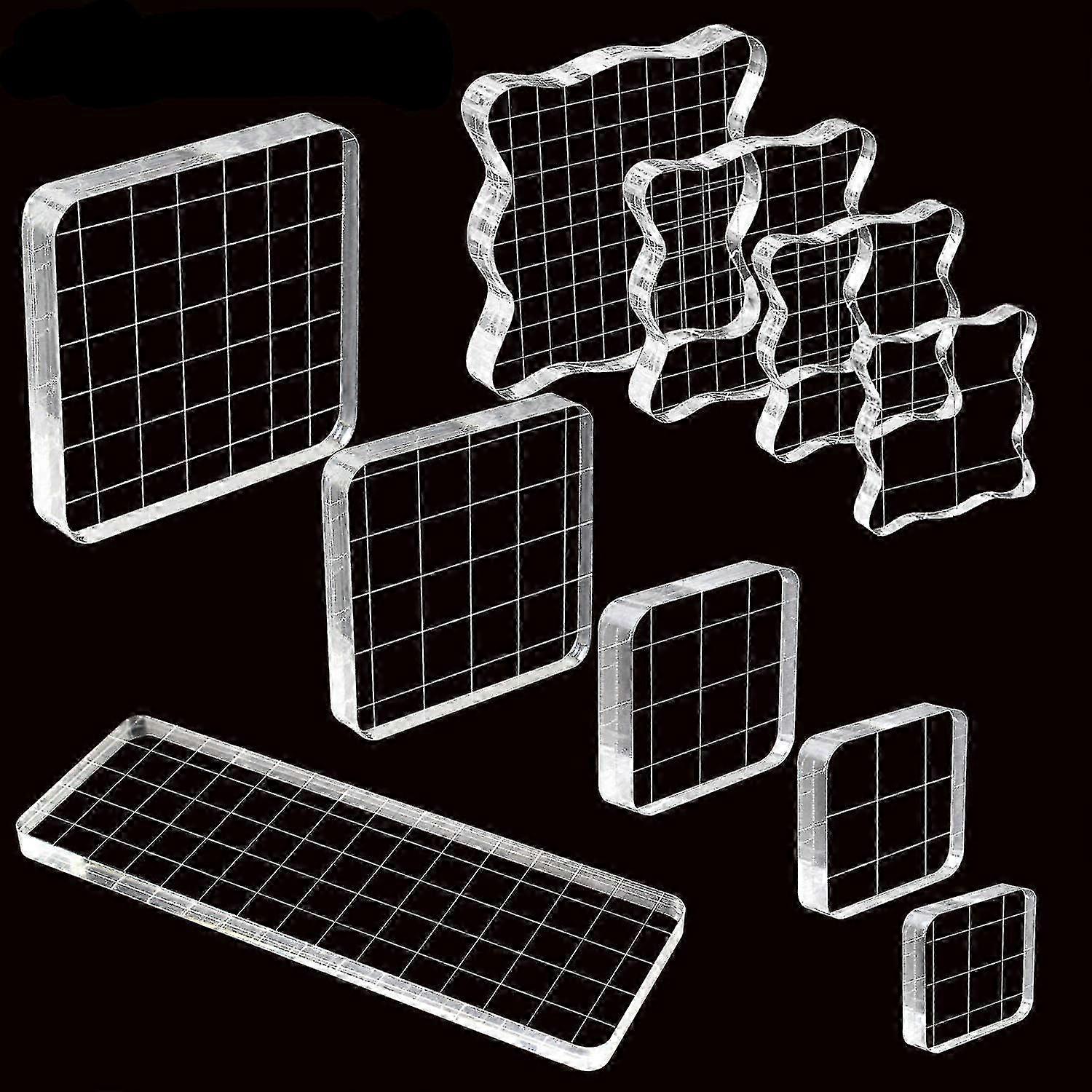 10-Piece Clear Grid Stamp Blocks Set