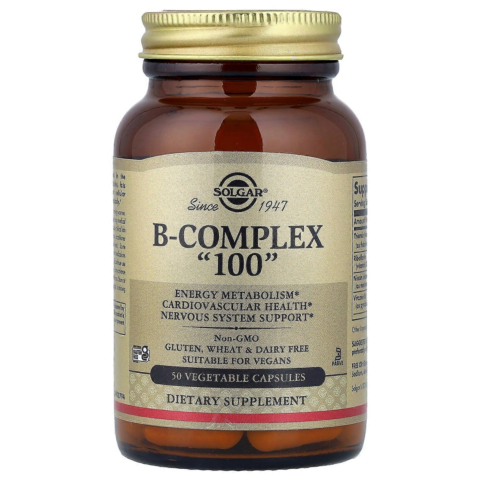 Solgar, B Complex "100", 50 Vegetable Capsules