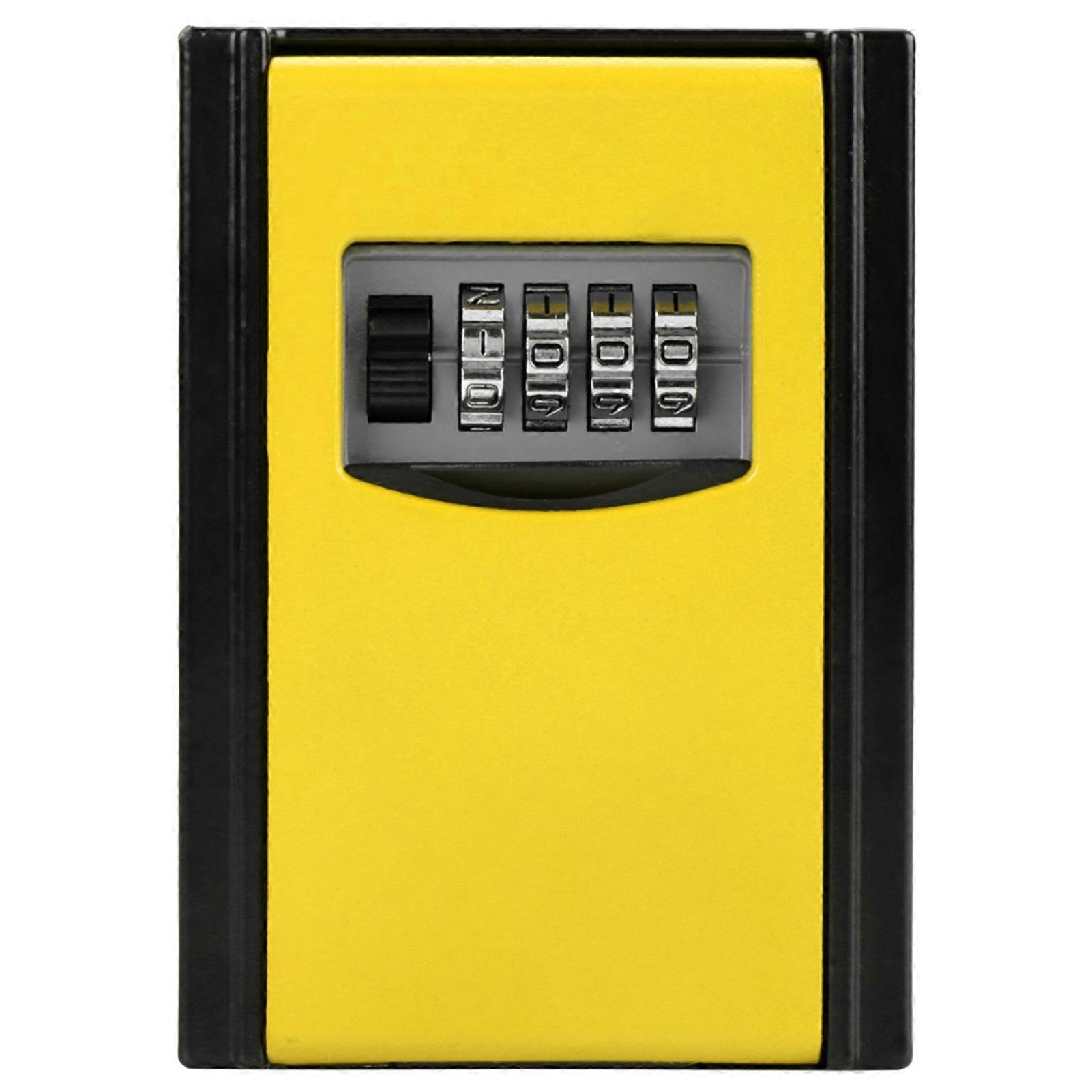 4 Digit Combination Password Key Storage Box Wall Mounted   Lock Tool (Yellow)