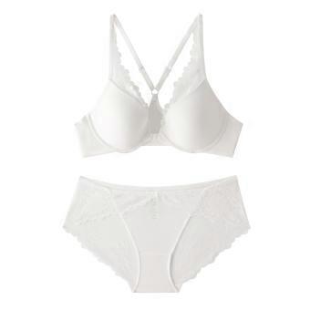 Front buckle lace gather bra set women's sexy underwear big breasts show small thin bra beautiful back seamless underwear women