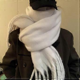 Solid color thickened scarf girls winter new Korean version ins winter student versatile shawl scarf white