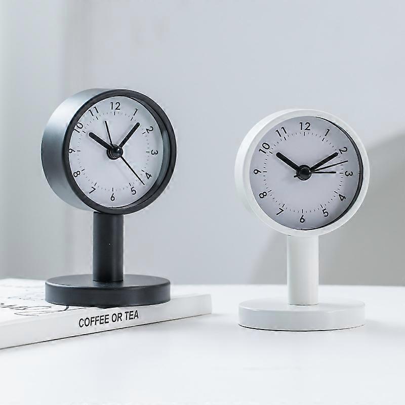 White Mechanical Desk Clock With Jumping Seconds
