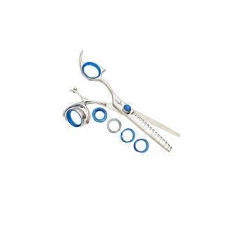 Left Hand Professional Hair Thinning Shears 15 Tooth Texturizing Scissors with Swivel Handle and Case