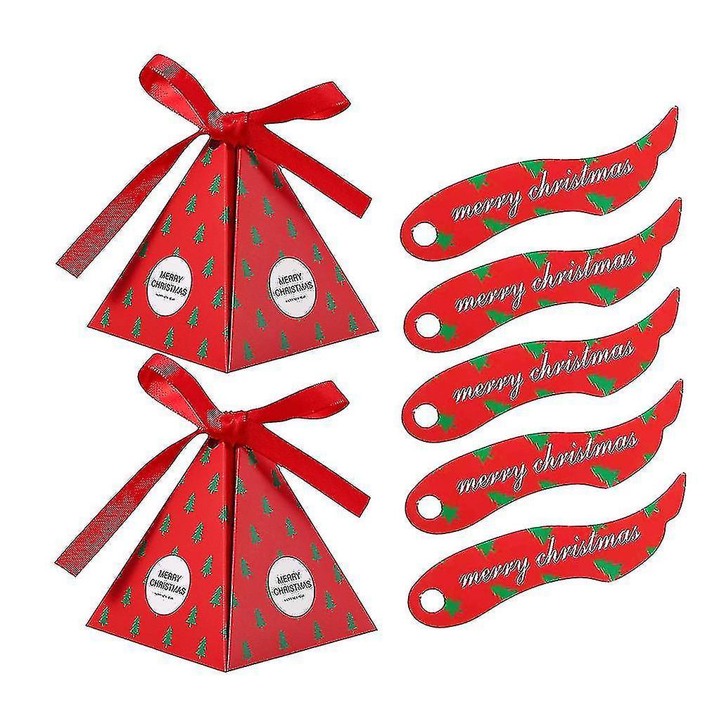1 Set Tree Pattern Pyramid Candy Box Chocolate Gift Boxes For Christmas Party (red)