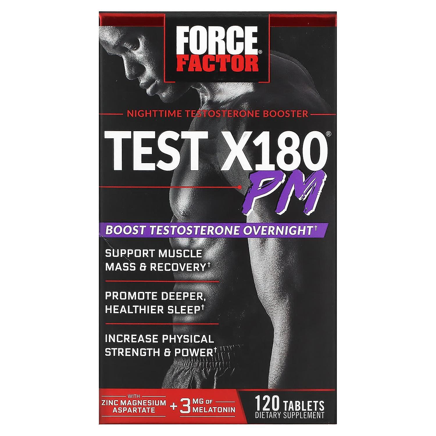 Force Factor, Test X180 PM, Nighttime Testosteron Booster, 120 tabletter
