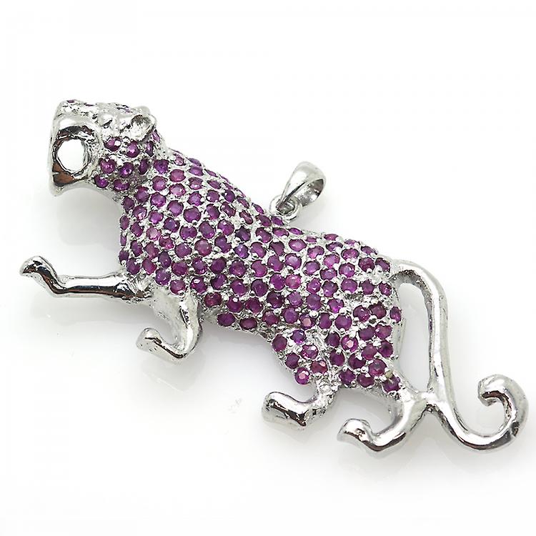 Ruby And Silver 925 Panther Pendant / Brooch awo-2