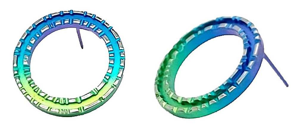 Ti2 Titanium Coastal Edge Small Stud Earrings - Green