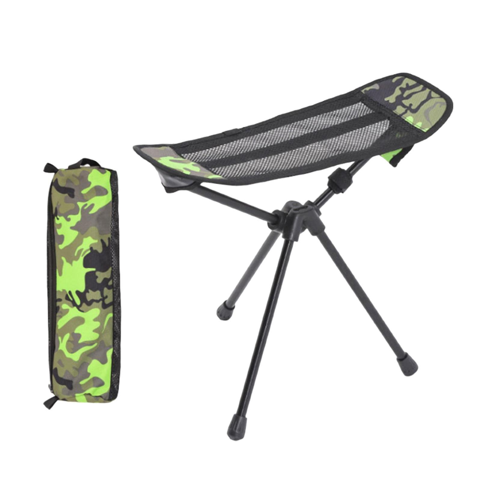 كرسي قابل للطي مسند للقدمين 3 أرجل ثلاثية القوائم للسفر والمشي لمسافات طويلة تمويه أخضر