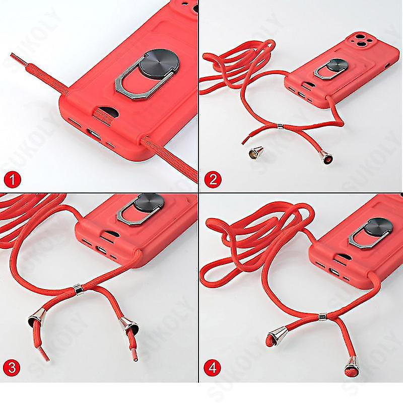 Crossbody Lanyard Wallet Magnetic Ring Stand Case Compatible Samsung Galaxy S23 Ultra / s23 Plus / s23