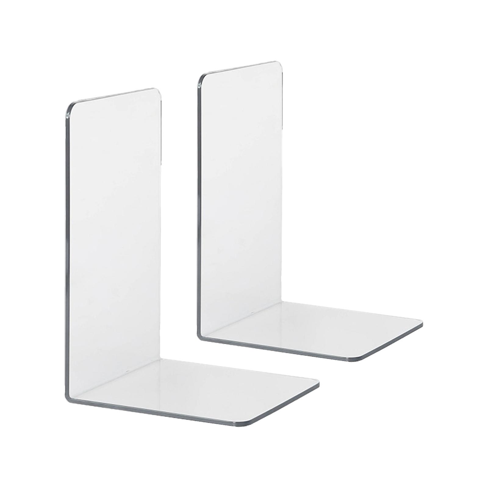 Decorative L-Shaped Transparent Book Ends Bookends Organiser Stand for Desk