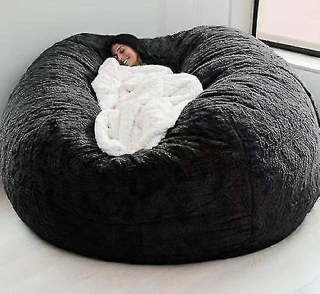 Oversized Bean Bag Chair Soft Fluffy Faux Fur Lazy Sofa Bed Cover No Filler