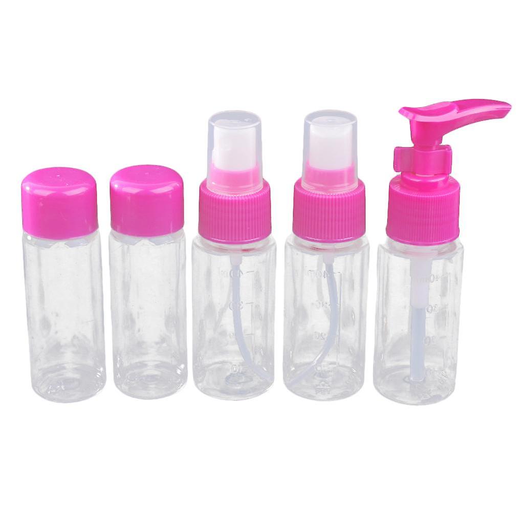 Refillable Travel MakeUp Container Pressing Spray Bottle Tool Kit Rose Red