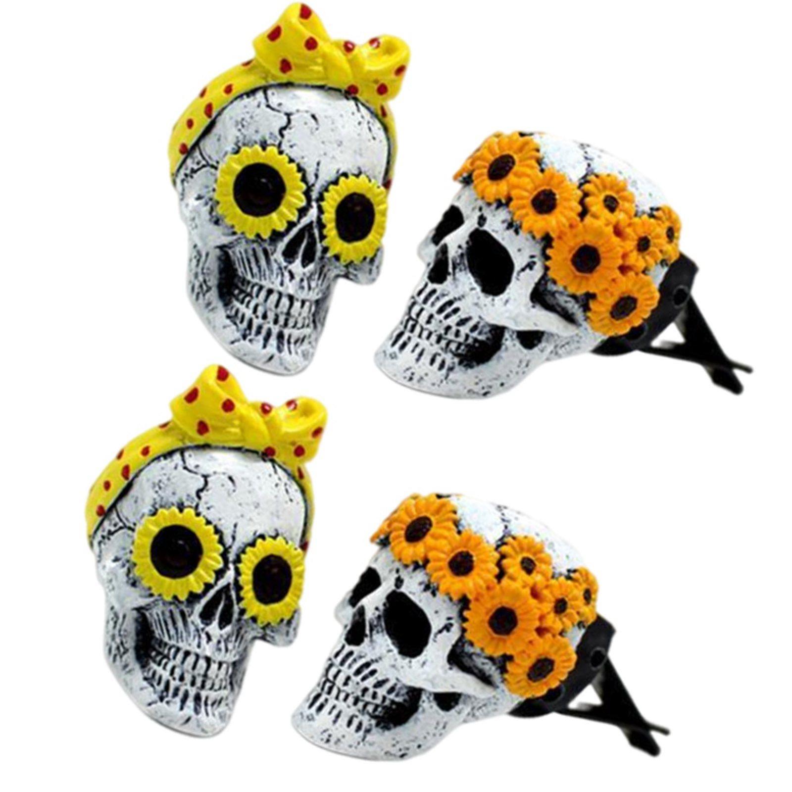 4pcs Skull Diffusor Auto Air Scented Vent Decor Clip Air Parfümerfrischer