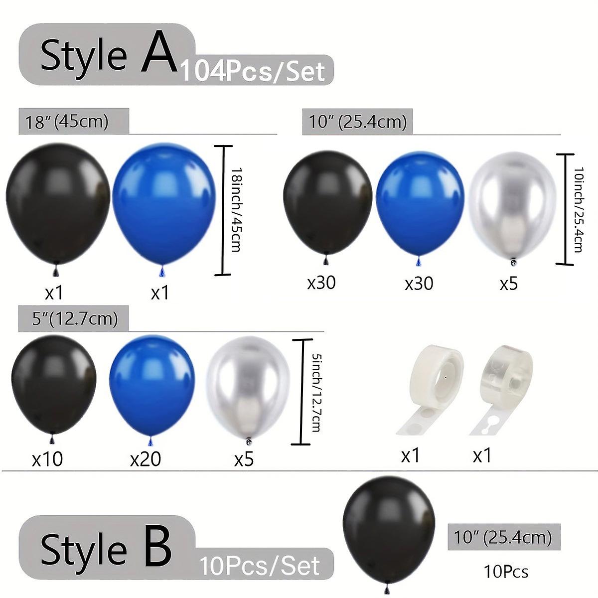 10/104pcs Black Blue Silvery Balloon Flower Ring Set Blue Silvery Balloon Flower Ring Set With Black Blue And Silvery Latex Balloons Black Blue Silver