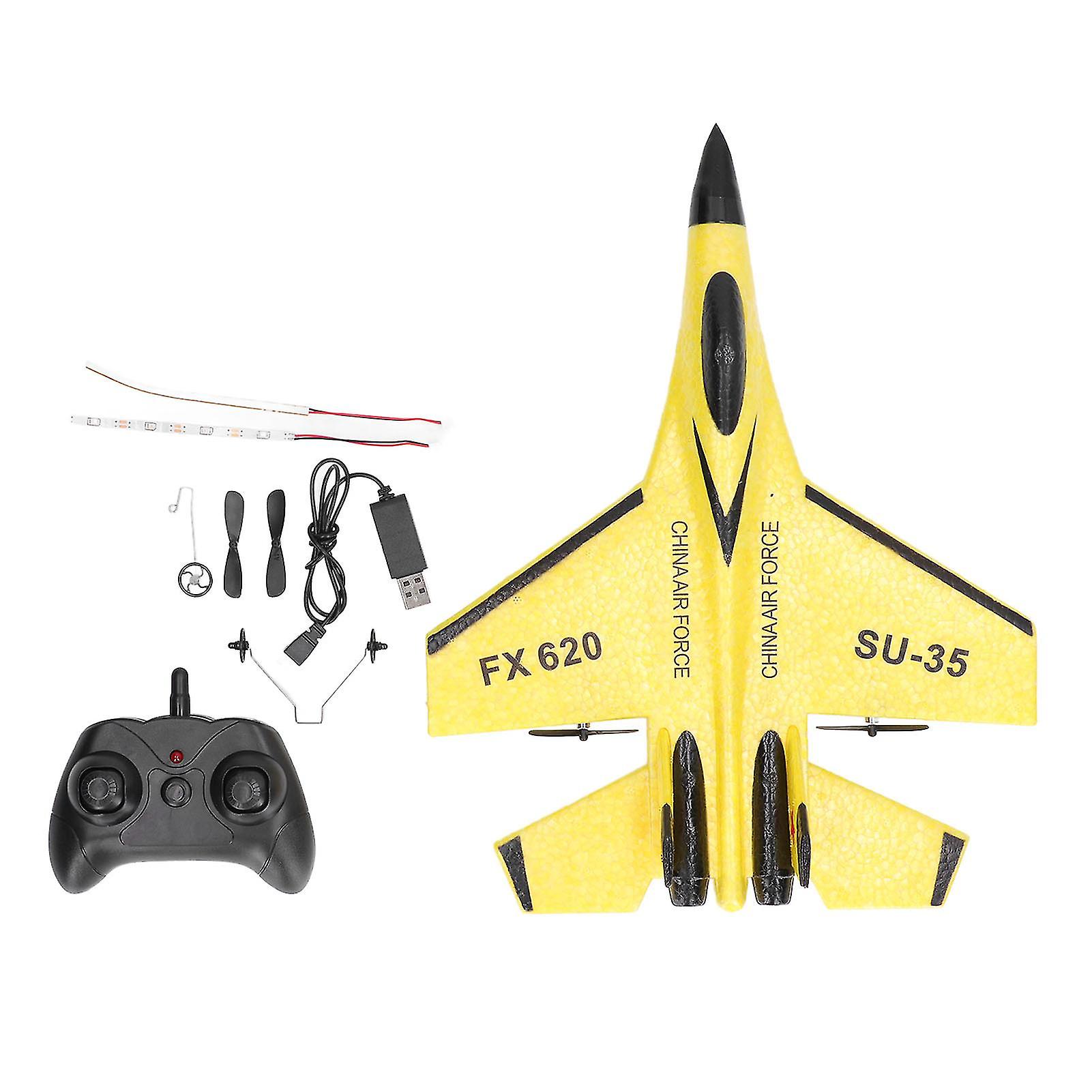 High Speed Lightweight Foam RC Aircraft Model Toy Airplane with Light for Kids - Yellow