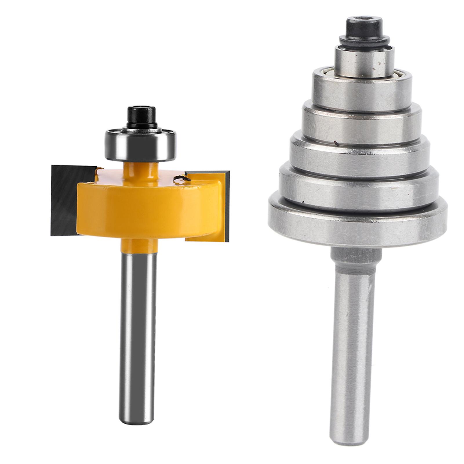 1/2 Inch Rabbet Router Bit with 1/4 Inch Shank and 7 Bearings Set for Solid Wood, Plywood, and Particle Board