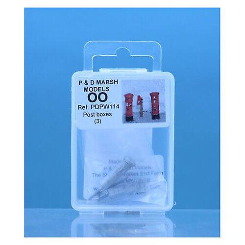 P&D Marsh PDPW114 Post Boxes (x3) OO (1/76) Metal Unpainted Urban equipment Scale model