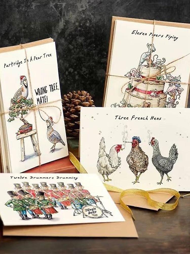 12 Days Xmas Card Set - Festive Countdown Gift with Envelopes