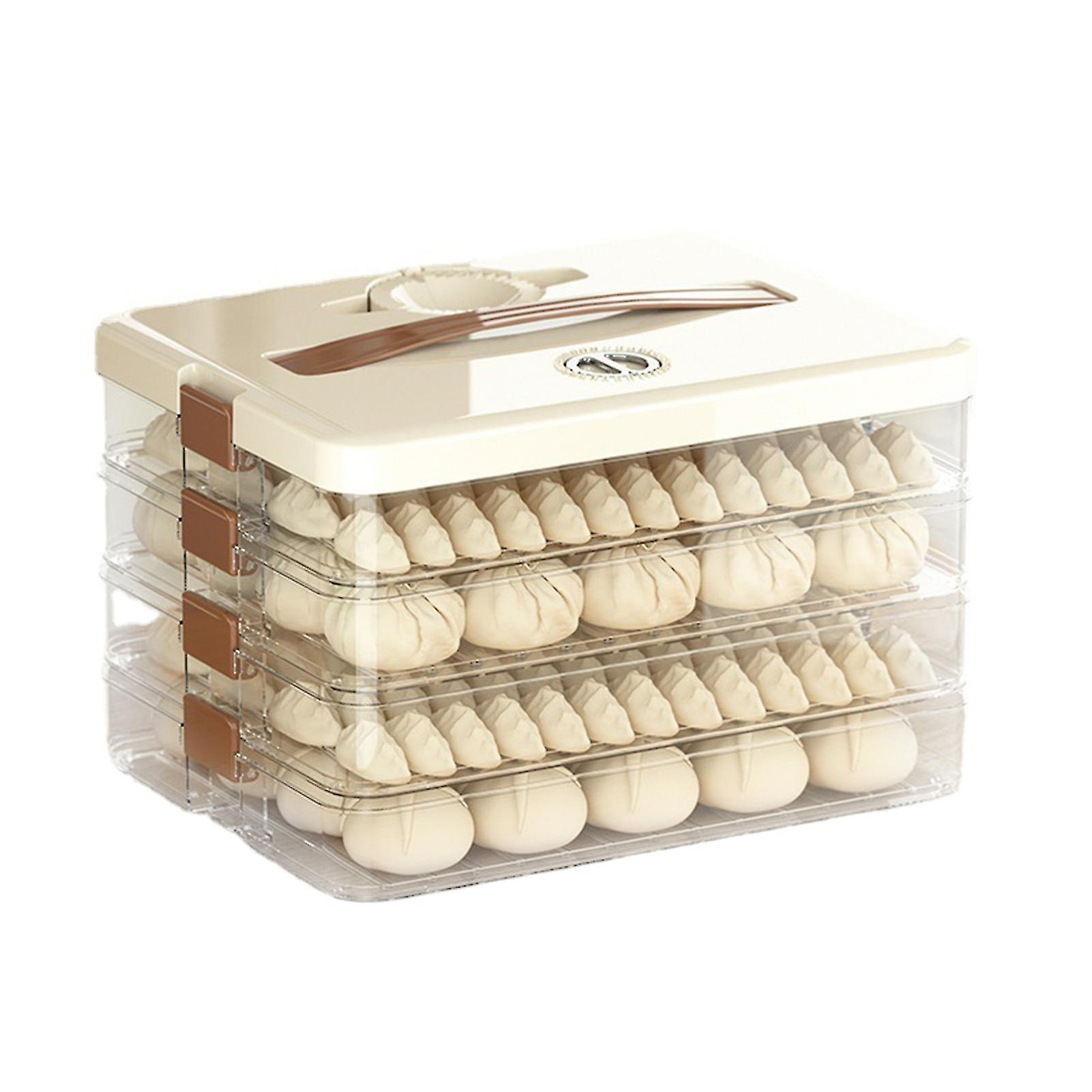 Multi-Layer Dumpling Storage Solution: Large Capacity, Transparent Plastic Airtight Food Container for Kitchen Supplies (4 Layers)