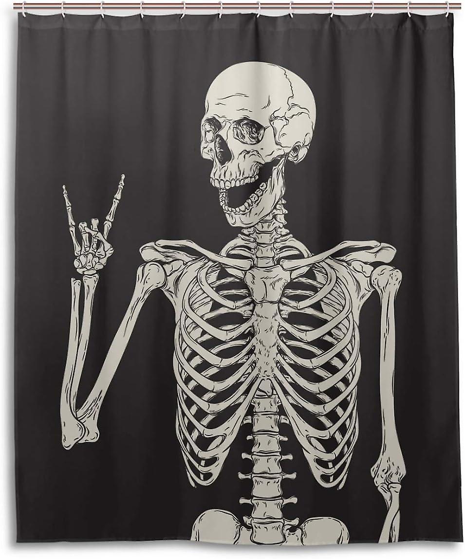 Rock and Roll Skull Skeleton Bone Love Music Rideau de douche 60 W x 72 H pouces Polyester imperméab
