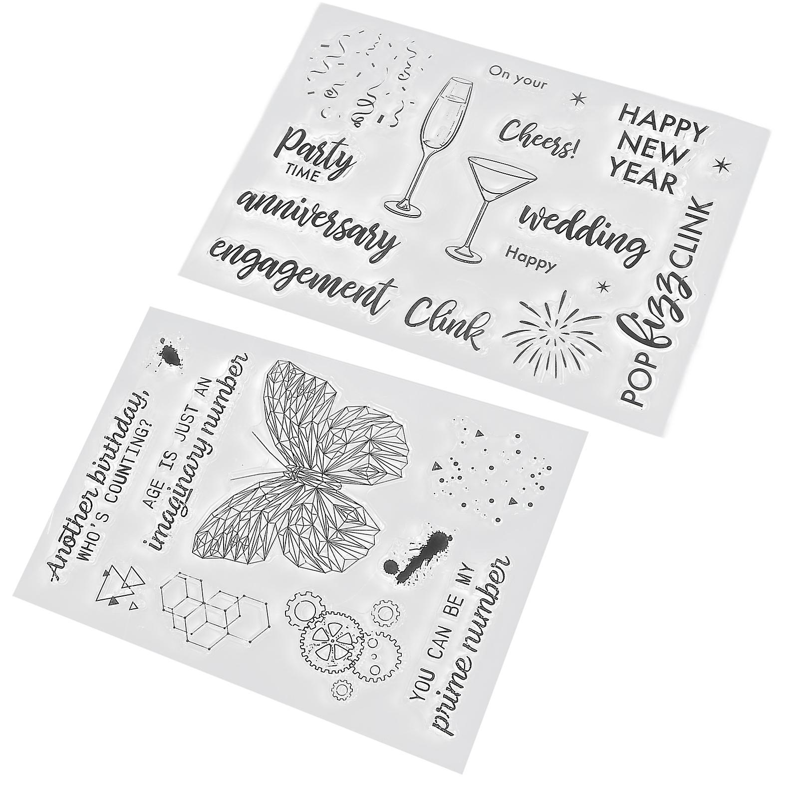2Pcs Clear Stamp Set TPR Clear Imprint Healthy Nonirritating Recyclable Practical Transparent Stamps for Card Making