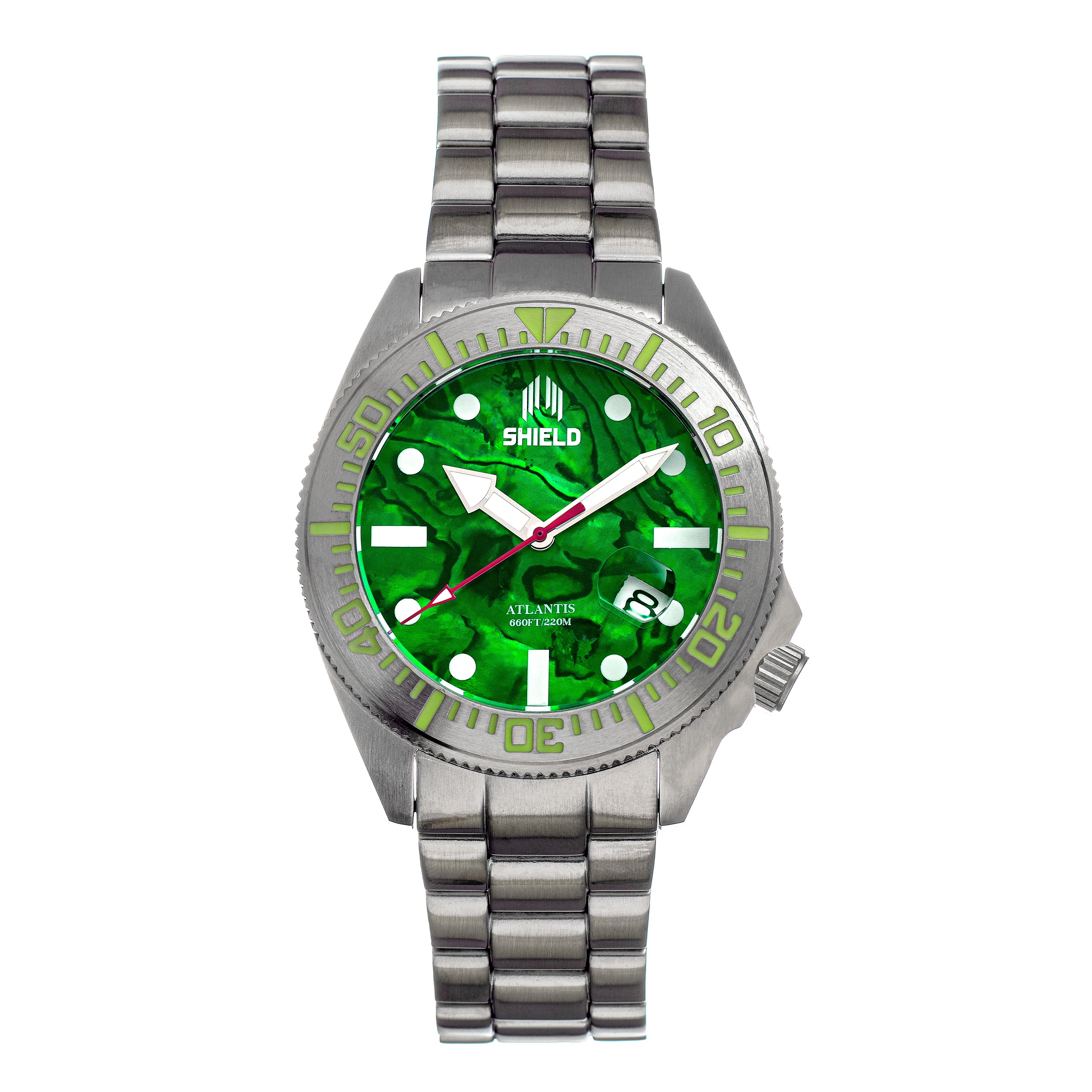 Shield Atlantis Abalone Bratara Ceas w / Data - Verde
