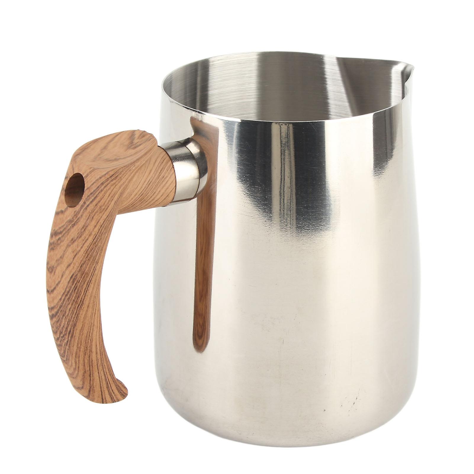 Milk Frothing Cup Inner Scale 304 Stainless Steel Dripless Spout Coffee Steaming Pitcher with Handle Original Color 1000ml