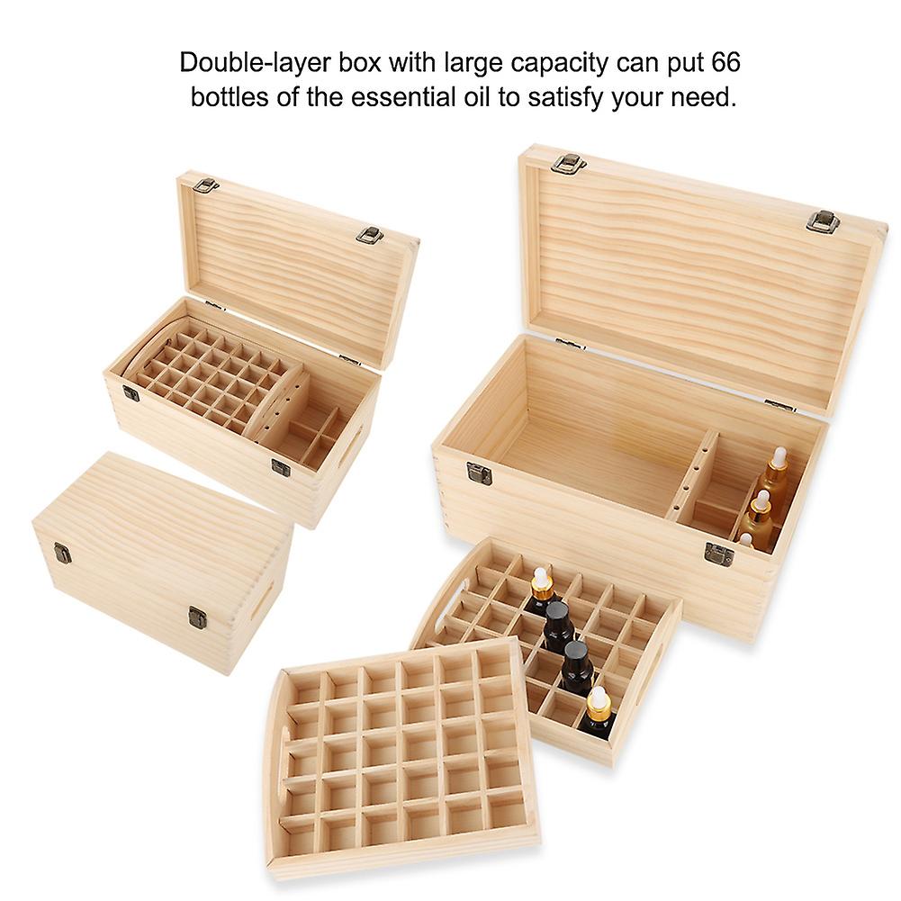New Beautiful Double Layer Wooden Large Essential Oil Storage Holder Box Case Container
