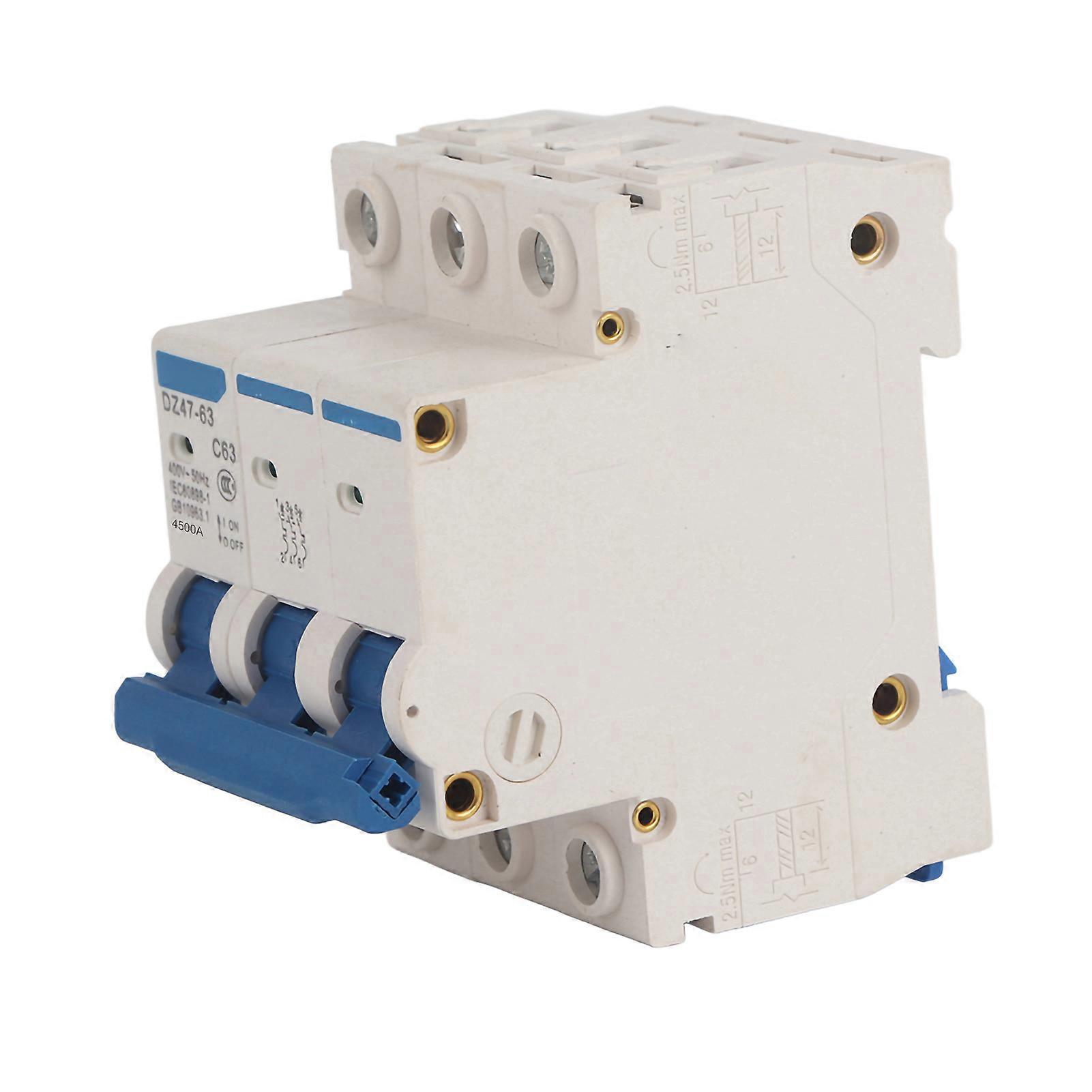 Risegun DZ47-633P63A DZ47-63 3Pole 63A RCCB Residual Current Circuit Breaker 220/380V