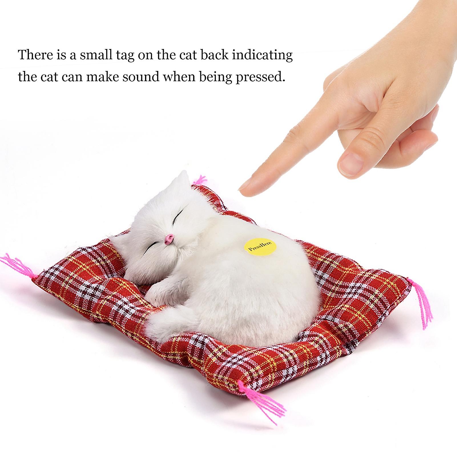 Sleeping Kid Simulation Sleeping Cat Plush Sound Toy Stuffed Doll Home Decoration (White)