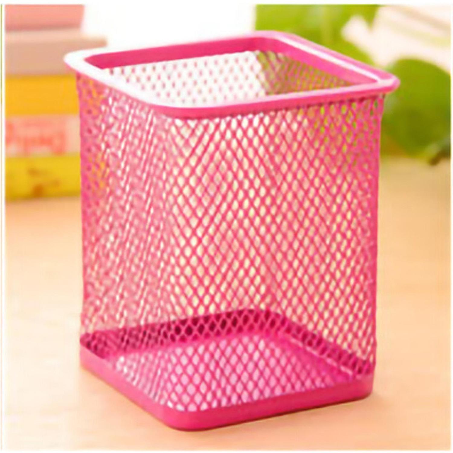 Square red pen holder desktop office supplies storage rack