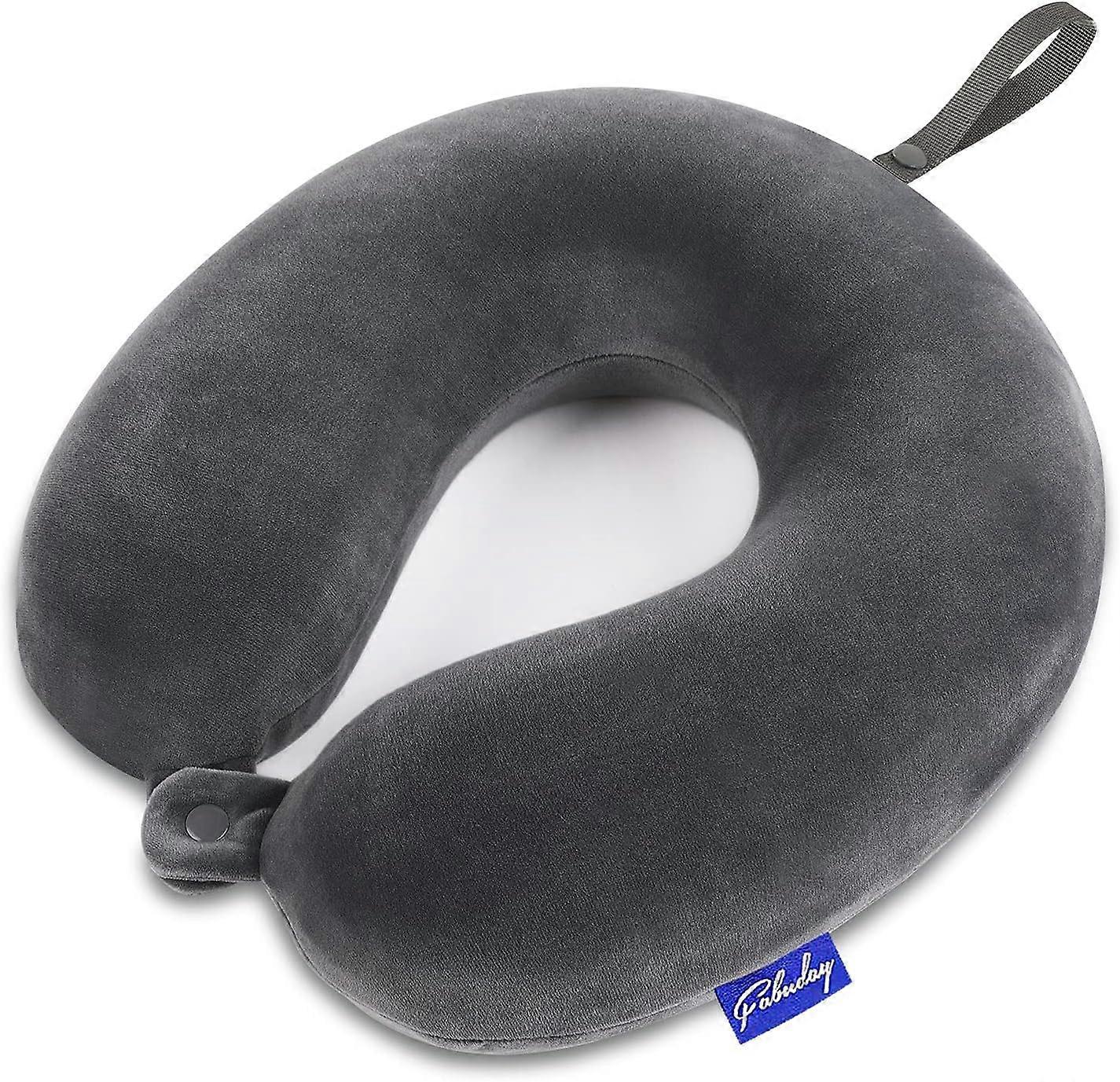 Travel Pillow Memory Foam for Airplanes - Neck Pillow for Traveling, Car, Home, Flight Pillow for Sleeping with Attachable Snap Strap Soft Washable Co