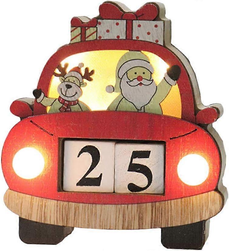 Christmas Luminous Countdown Calendar Ornament Santa Claus Elk Calendar Blocks Xmas Table Centerpieces Holiday New Years Eve Desktop Decor Without Ba