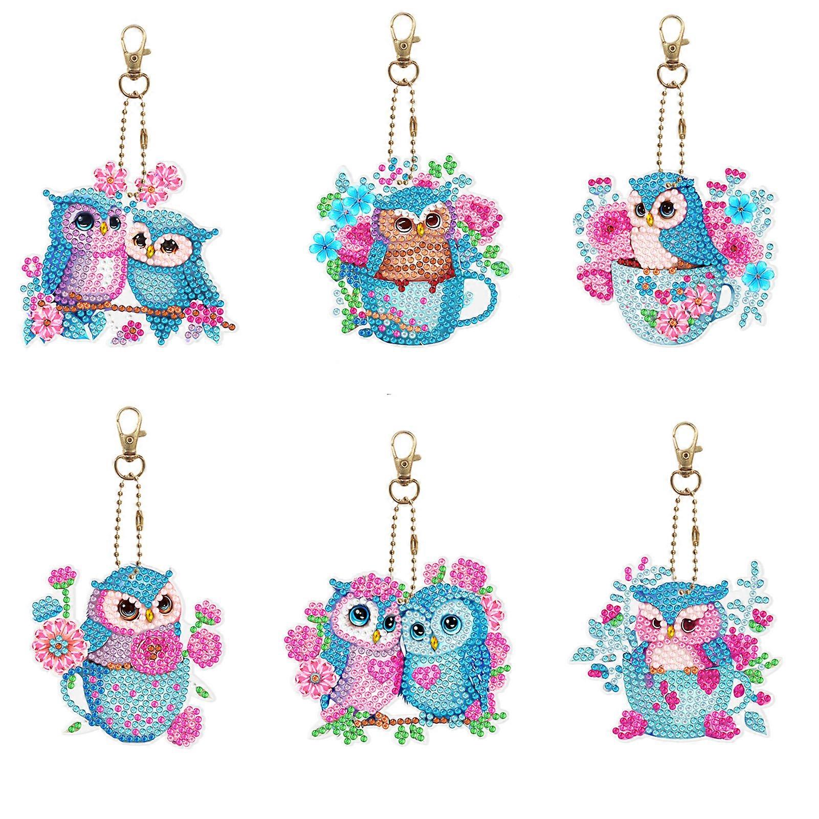 1 Set Diamond Painting Keychains Creative Shape Lobster Clasp Design Double Sided Hanging Ornaments DIY Crafts Kit