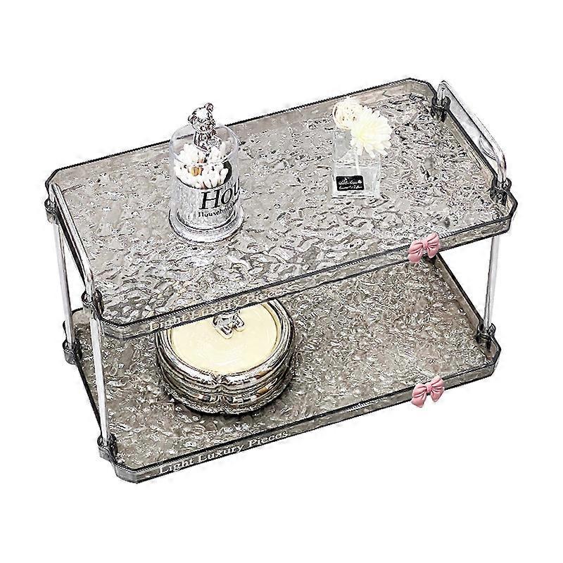 Light luxury transparent double-layer storage rack, dressing table makeup box, large-capacity transparent makeup and perfume storage box for skin care
