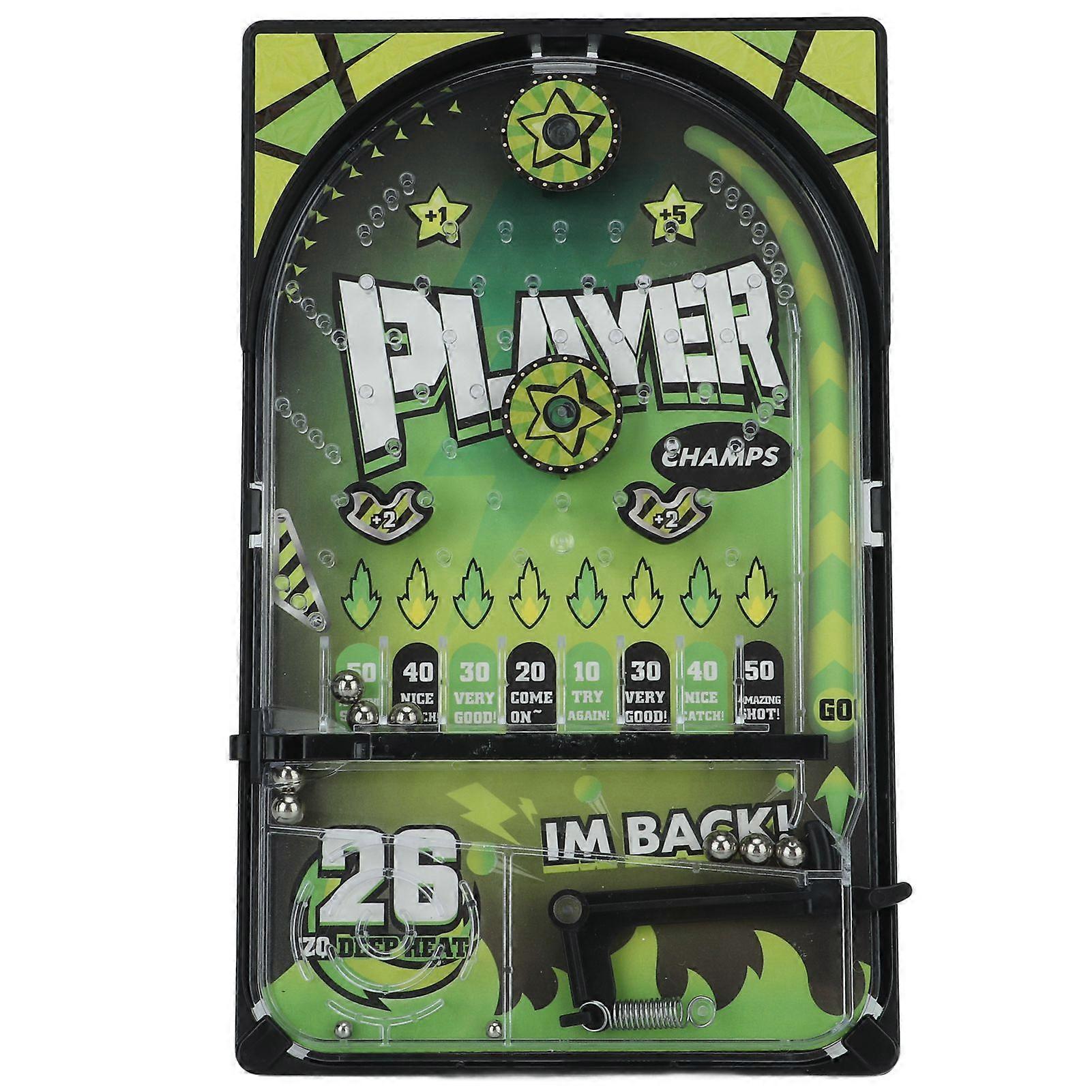 Kids Pinball Game Improve Hand Eye Coordination Children Pinball Race Toy with Bracket Dark Green