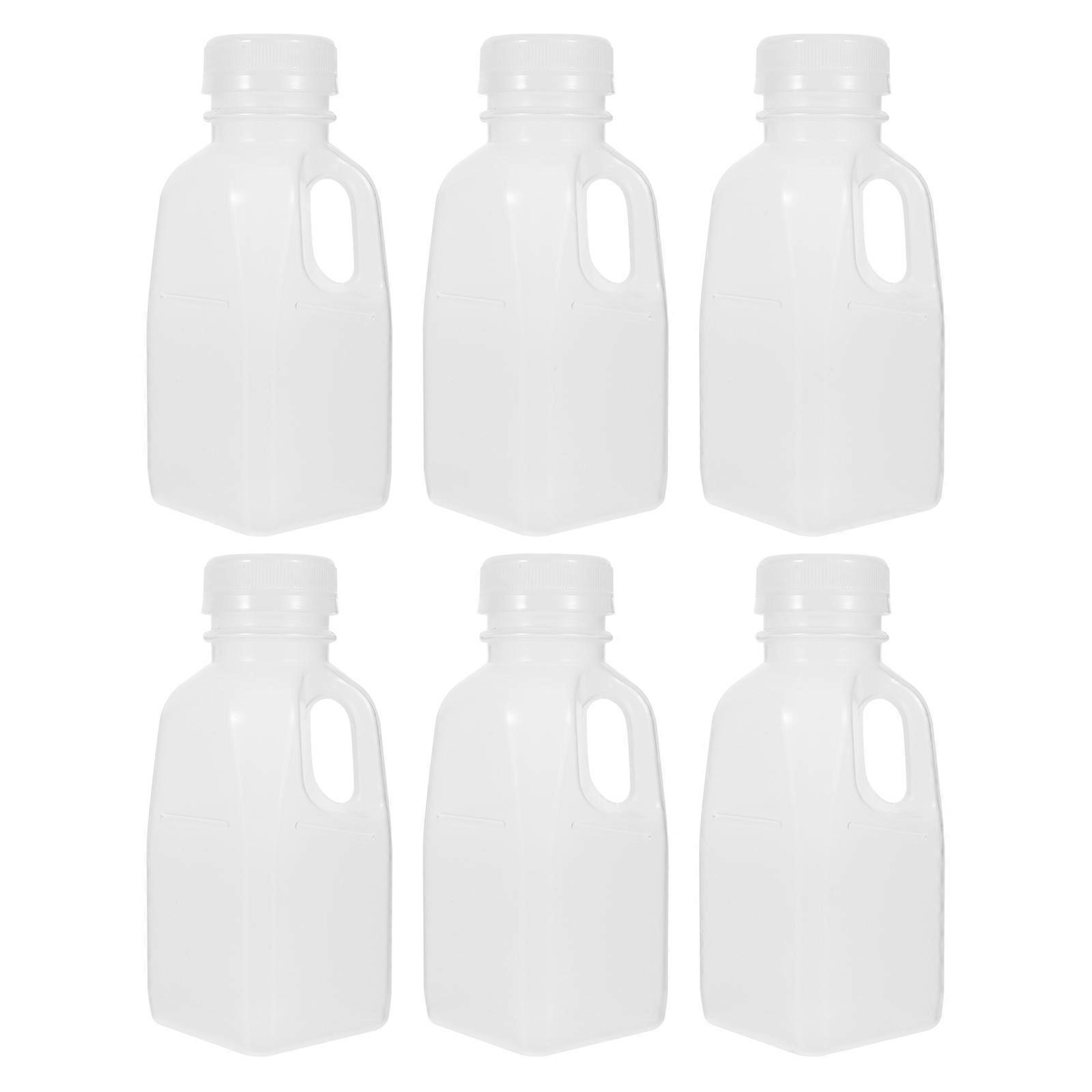 6pcs Juice Bottles Empty Milk Bottles Beverage Bottles Transparent Juice Bottles