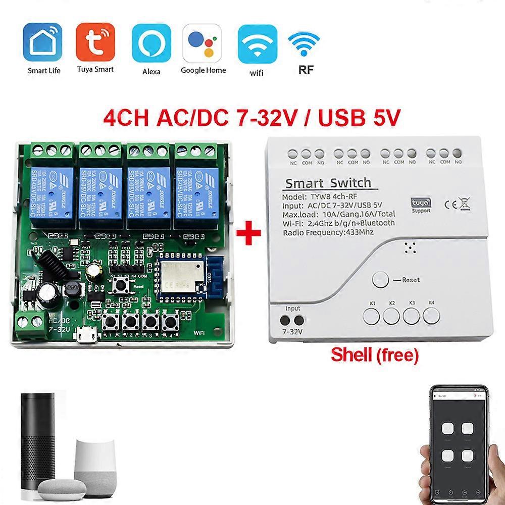 Wifi Garage Door Opener Smart Switch12V 24V 220V Relay Module 1 2 4 Channel Garage Door Receiver Automation for Gates Alexa