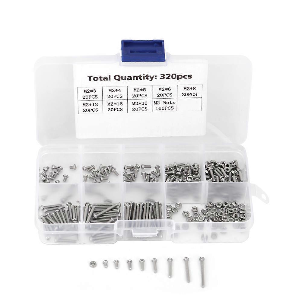 320pcs M2 Machine Screws Set Fasteners for Laptop/Hard Disk/Keyboard/Phone/PC YEMAA