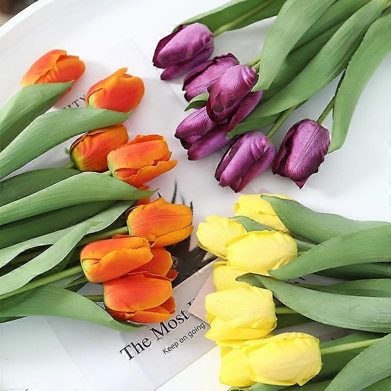 Home decorations, high-end simulation artificial tulips 6 packs (orange)