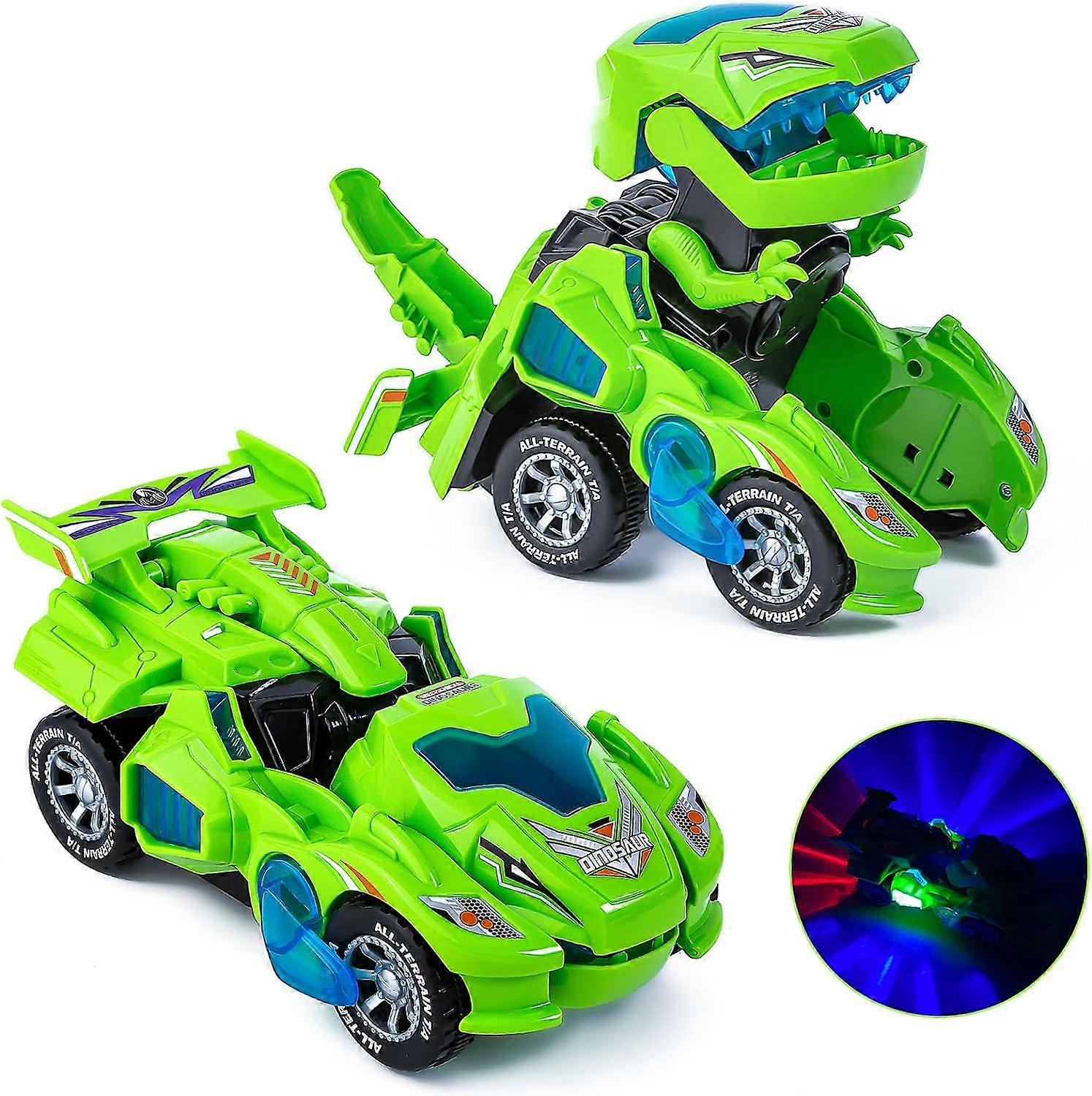 Dinosaur Transforming Car Electric Dinosaur Toy Automatic Transforming Dinosaur Car with Flash and Sound Suitable for 3-7 Years Old