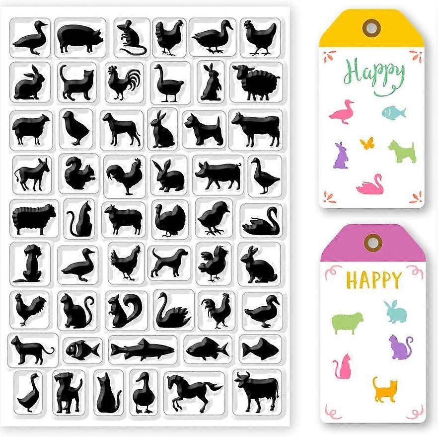 1Sheet Farm Animals Silhouette Silicone Clear Stamp Seals