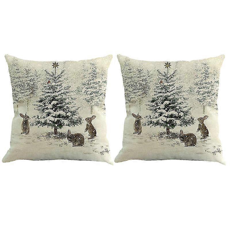 2pcs creative pillow case christmas printing dyed rabbit pillowcase decorative cushion cover for home hotel bar no pillow core style e