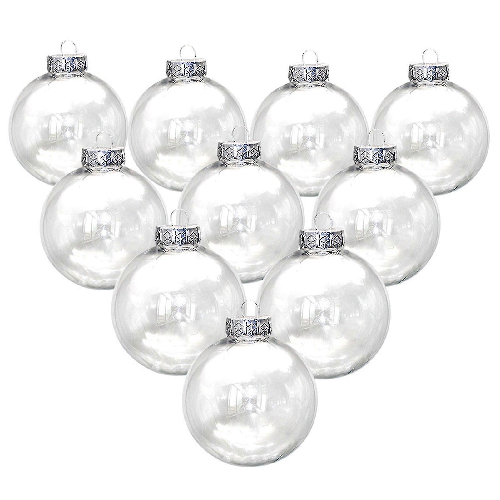 Wharick 10Pcs Transparent Christmas Balls Hollow Plastic Glossy DIY Empty Baubles for Party