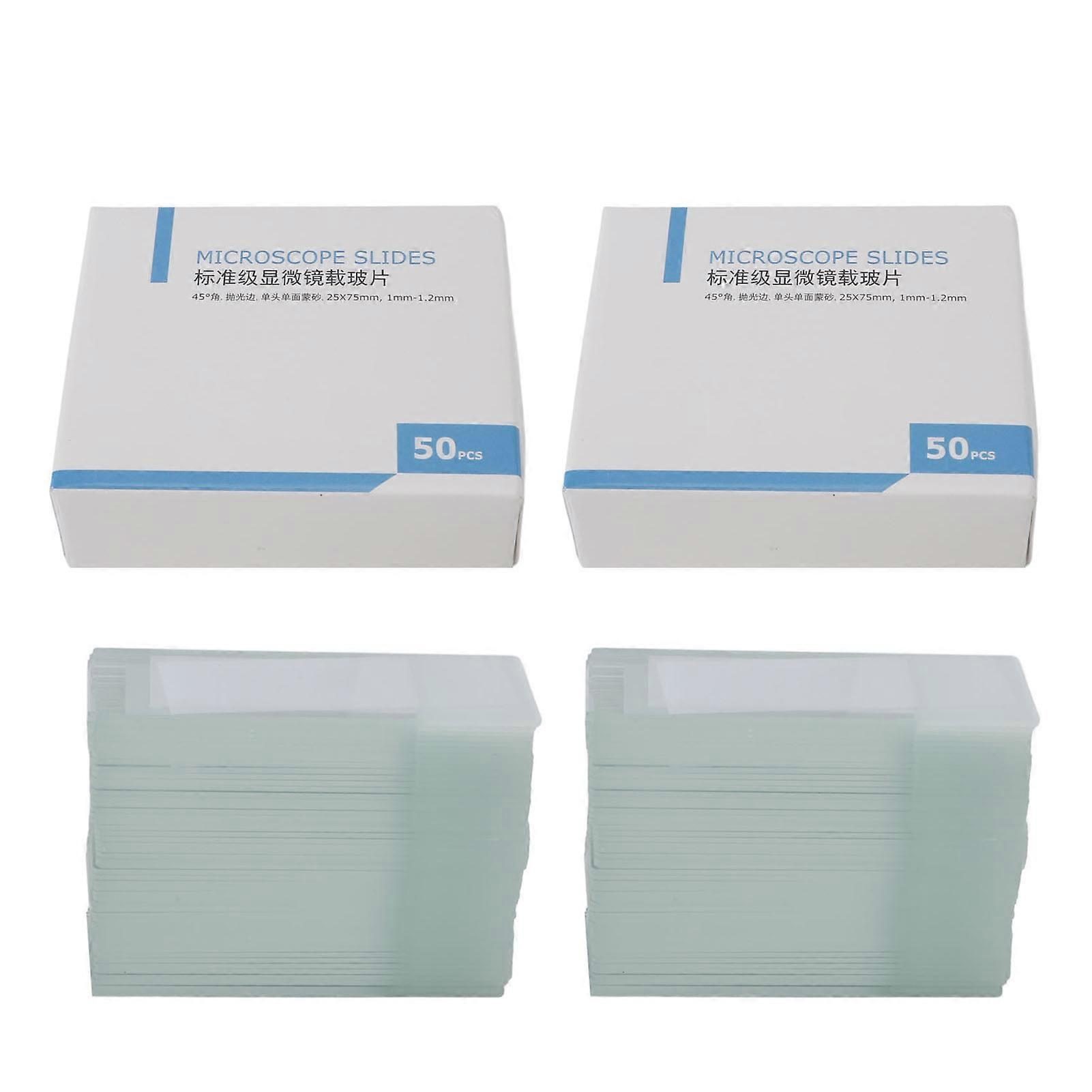 100Pcs Microscope Slides Rounded Corner Blank Glass Microscope Slides for Wet Specimen for Lab Sample Observation Standard Grade 1A5105