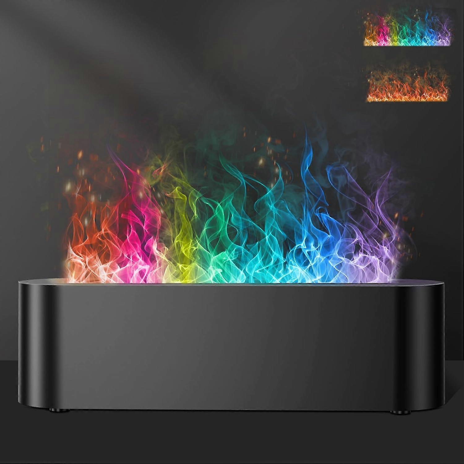 Colorful Flame Fire Diffuser Humidifier, 7 Colors Changing Oil Diffuser, Ultra-Quiet Aroma Essential Oils Aromatherapy Diffusers for Large Room, Bedro