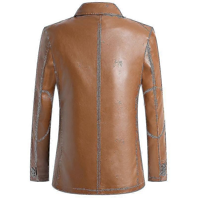 Mens Notched Lapel Button Down Lambskin Jacket Blazer With Pockets